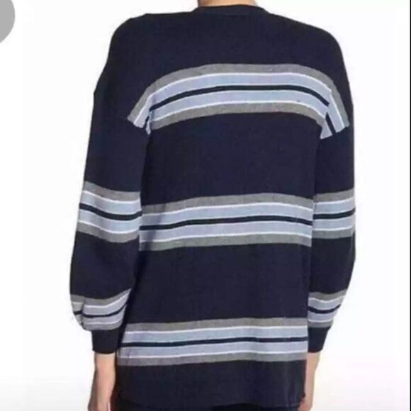NWT Democracy Blue Striped Alpaca Blend Cardigan in Navy | Size XS - Picture 2 of 11